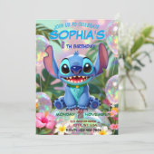 Stitch Birthday Invitation Template 招待状 (スタンド正面)