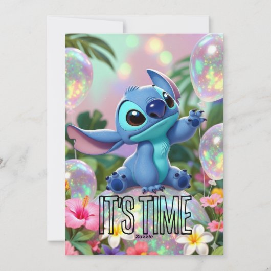 Stitch Birthday Invitation Template 招待状 (裏面)