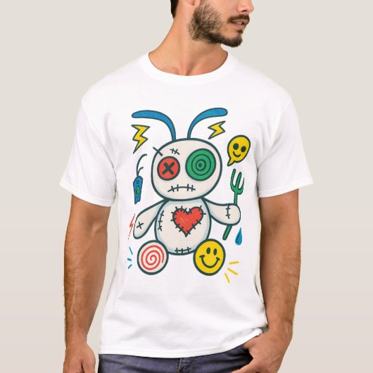 Stitch Bunny — グリッチハート Tシャツ (正面)