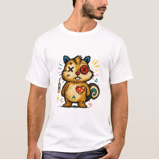 Stitch Chipmunk — Electric Heart Tシャツ (正面)