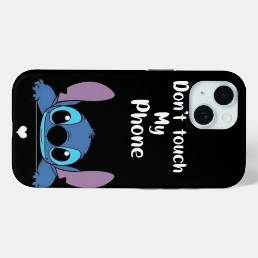 Stitch "Don't Touch My Phone" Funny Warning Black  Case-Mate iPhoneケース (裏面 (横))