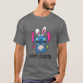 Stitch With Easter Bunny Happy Easter Tシャツ (正面)
