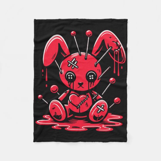 Stitched Bunny Rabbit Pastel Goth Anime Kawaii Got フリースブランケット (正面)