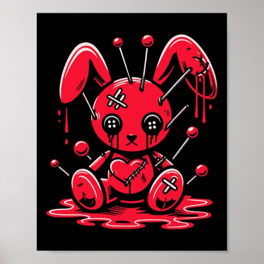 Stitched Bunny Rabbit Pastel Goth Anime Kawaii Got ポスター (正面)