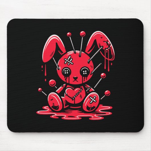 Stitched Bunny Rabbit Pastel Goth Anime Kawaii Got マウスパッド (正面)