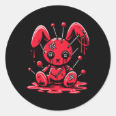 Stitched Bunny Rabbit Pastel Goth Anime Kawaii Got ラウンドシール (正面)