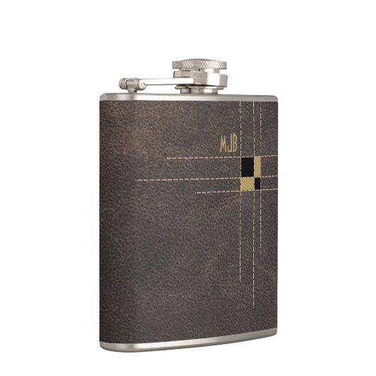 Stitched Leather Elegant Monogram フラスク (右)