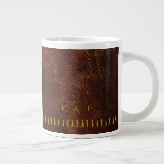 Stitched Leather Style Personalized Scholar Mug ジャンボコーヒーマグカップ (右)