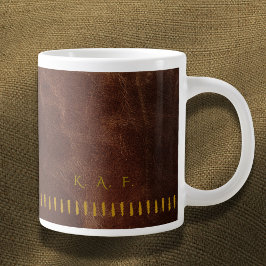 Stitched Leather Style Personalized Scholar Mug ジャンボコーヒーマグカップ