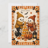 Stitched Spirits ハロウィンのお化けとお菓子の招待状 招待状 (正面)