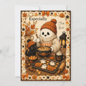 Stitched Spirits Cozy Ghost Baking Fall Greetings シーズンカード (正面)