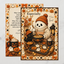 Stitched Spirits Cozy Ghost Baking Fall Greetings シーズンカード