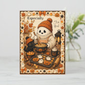 Stitched Spirits Cozy Ghost Baking Fall Greetings シーズンカード (スタンド正面)