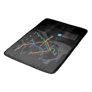 STM モントリオール地下鉄マップ 黒背景HD バスマット
