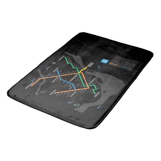 STM モントリオール地下鉄マップ 黒背景HD バスマット (アングル)