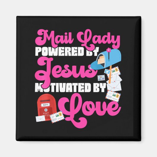 Stman Mailman Jesus Faith Christian Mail Lady Were マグネット (正面)