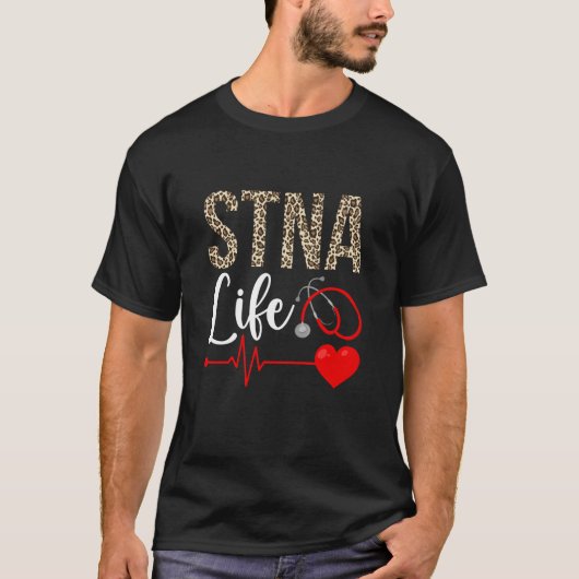 STNAライフ ステートテスト済み看護助手ヒョウ柄S Tシャツ (正面)