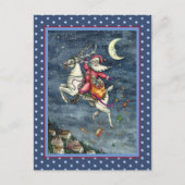 STNICK、飛んでいるWHITE REINDEER、クリスマス魔法 シーズンポストカード (正面)