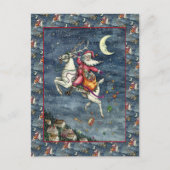 STNICK、飛んでいるWHITE REINDEER、クリスマス魔法 シーズンポストカード (正面)