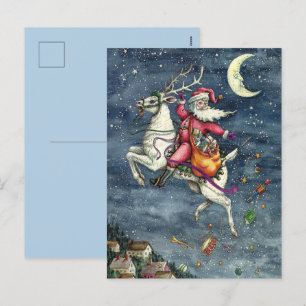 STNICK、飛んでいるWHITE REINDEER、クリスマス魔法 シーズンポストカード