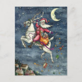 STNICK、飛んでいるWHITE REINDEER、クリスマス魔法 シーズンポストカード (正面)