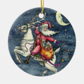 STNICK、飛んでいるWHITE REINDEER、クリスマス魔法 セラミックオーナメント (正面)