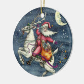 STNICK、飛んでいるWHITE REINDEER、クリスマス魔法 セラミックオーナメント (左)