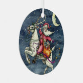 STNICK、飛んでいるWHITE REINDEER、クリスマス魔法 メタルオーナメント (正面右)