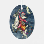 STNICK、飛んでいるWHITE REINDEER、クリスマス魔法 メタルオーナメント (正面左)