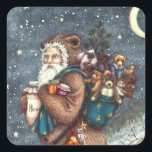 STNICK IN TEDDY BEAR SUET, CHRISTMAS TEDDIES スクエアシール<br><div class="desc">特別なサンタを探してる？彼はテディベアを良い小さな男の子や女の子に連れて行く。クリスマスステッカスタマイズカー*... 一致する項目を探すSusan Brackデザイン</div>
