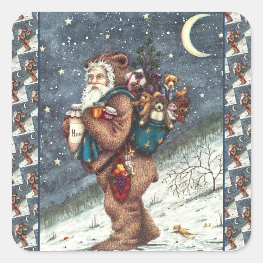 STNICK IN TEDDY BEAR SUET, CHRISTMAS TEDDIES スクエアシール (正面)