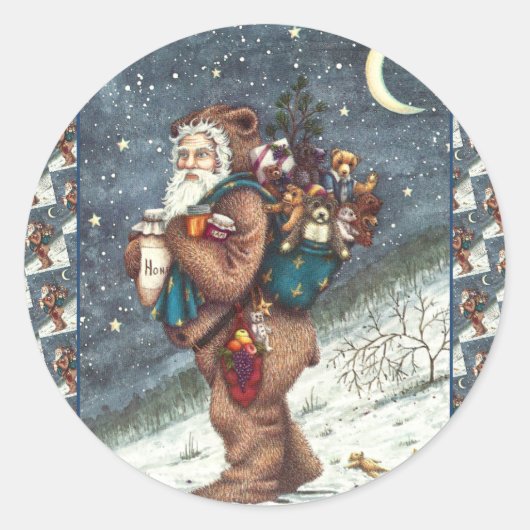 STNICK IN TEDDY BEAR SUET, CHRISTMAS TEDDIES ラウンドシール (正面)