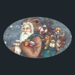 STNICK IN TEDDY BEAR SUET, CHRISTMAS TEDDIES 楕円形シール<br><div class="desc">特別なサンタを探してる？彼はテディベアを良い小さな男の子や女の子に連れて行く。クリスマスステッカスタマイズカー*... 一致する項目を探すSusan Brackデザイン</div>