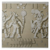 Stoからの古代アステカな戦士の浅浮き彫り、 タイル (正面)