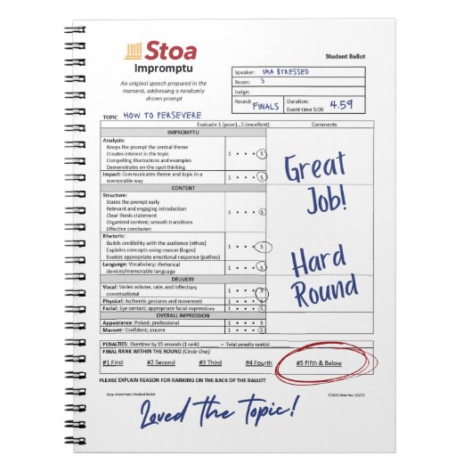 Stoa Speech Ballot 5th and Below ノートブック (正面)