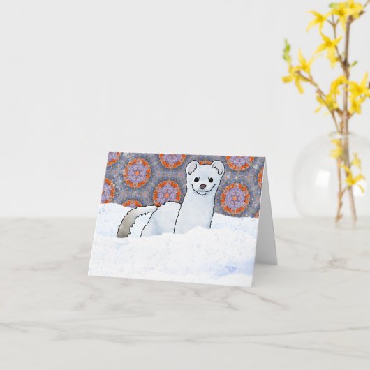 Stoat In Snow カード (黄色い花)