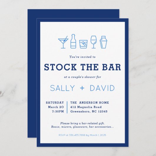 Stock The Bar Couple's Shower Invitation (正面/裏面)