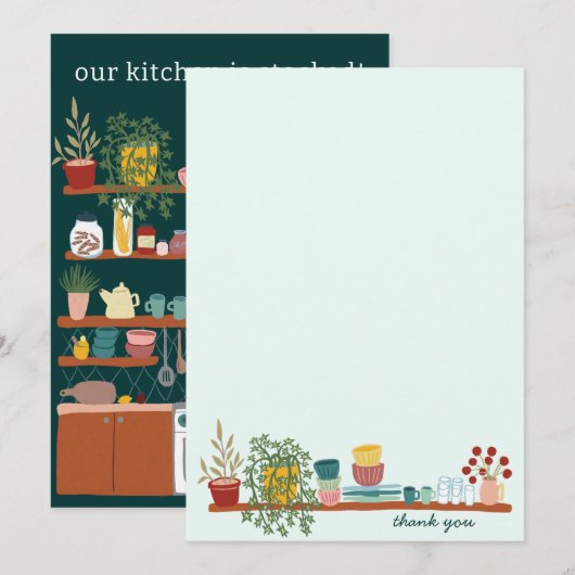 STOCK THE KITCHEN ブライダルシャワー カスタム かわいい サンキューカード (正面/裏面)