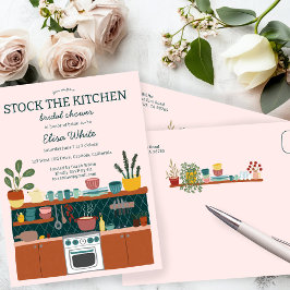 STOCK THE KITCHEN Bridal Shower Cute CUSTOM インビテーションポストカード