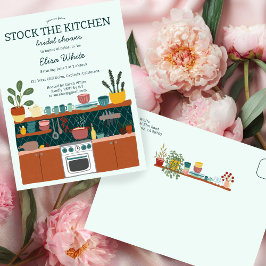 STOCK THE KITCHEN Bridal Shower Cute CUSTOM インビテーションポストカード