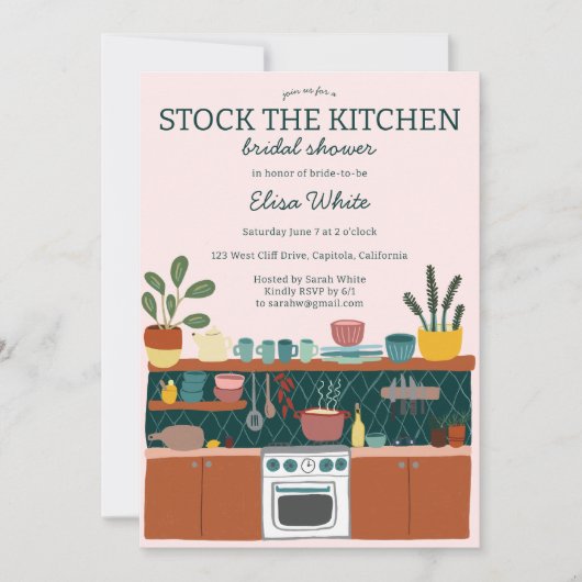STOCK THE KITCHEN Bridal Shower Cute CUSTOM 招待状 (正面)