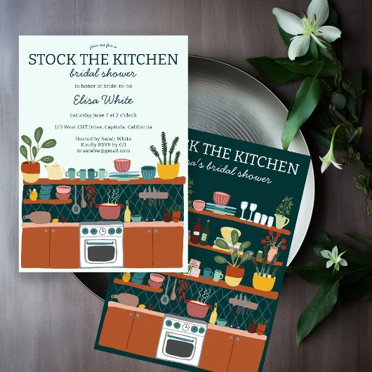 STOCK THE KITCHEN Bridal Shower Cute CUSTOM 招待状