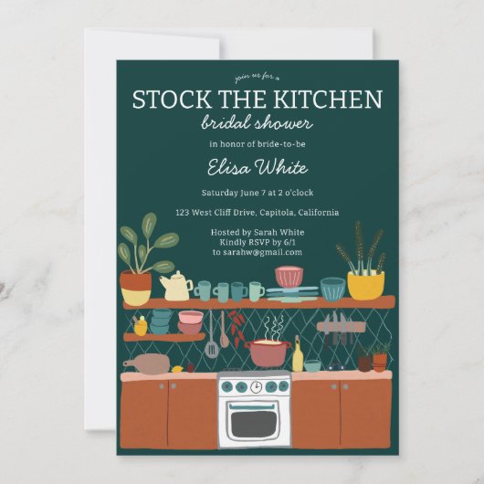 STOCK THE KITCHEN Bridal Shower Cute CUSTOM 招待状 (正面)