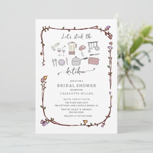 Stock the Kitchen Bridal Shower Invitation 招待状 (スタンド正面)