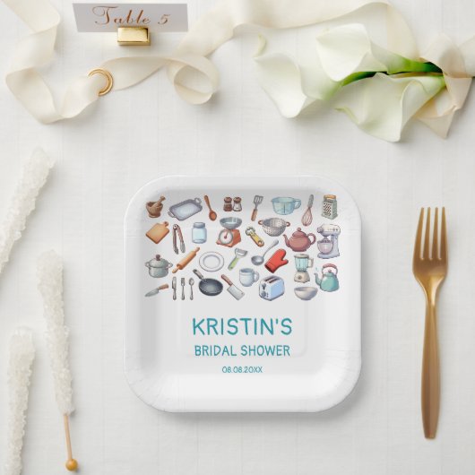 Stock the Kitchen Bridal Shower Kitchen Utensils  ペーパープレート (ウェディング)