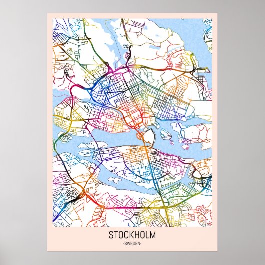 Stockholm Sweden City Map ポスター (正面)