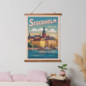 stockholm sweden travel vintage waterfront gifts 吊り下げ型タペストリー (寝室)