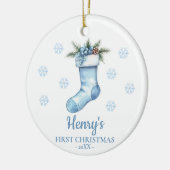 Stocking Personalized Baby's First Christmas セラミックオーナメント (左)