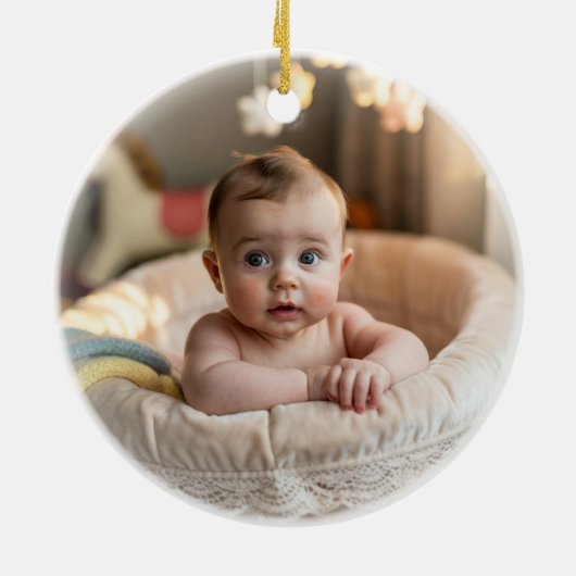 Stocking Personalized Baby's First Christmas セラミックオーナメント (裏面)