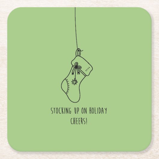Stocking up on holiday cheers! スクエアペーパーコースター (正面)